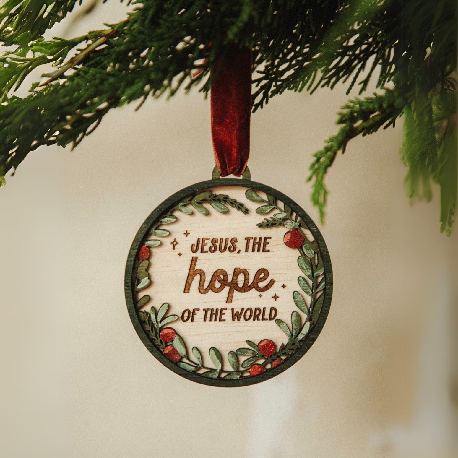 Emmanuel, Peace, Hope - Bauble Set - Matthew 1:23; Matthew 12:21; Luke